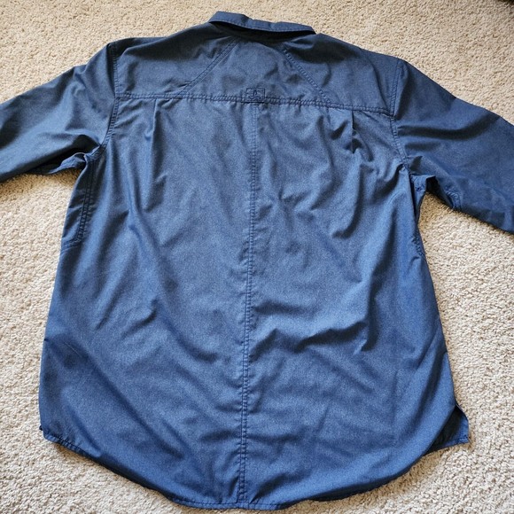 Prana Shirt Mens XL Long Sleeve Kip Hiking Fishing Roll Tab Button UPF 50+ Blue - Picture 4 of 13